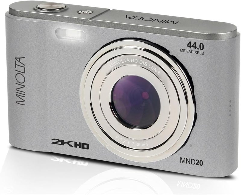 Minolta MND20 44MP Digital Camera – 2.7K Ultra HD Video, 16X Digital Zoom, Anti-Shake Stabilization, Time Lapse, Face Detection, 2.9-inch LCD Display – Lightweight Compact Camera (Silver) - Image 2